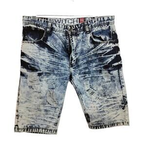 M889) Switch Premium Denim Light Acid Distressed Shorts Size 38